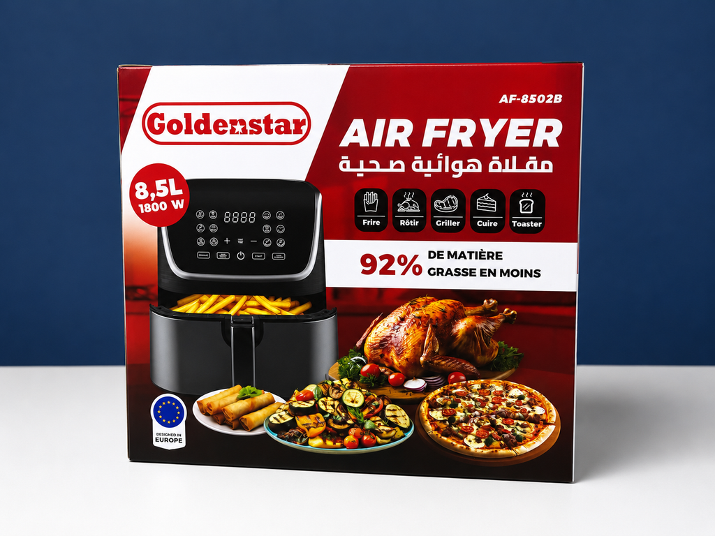 Friteuse à Air Goldenstar 8,5 L – 1800 W | Écran Tactile & Cuisson Sans Huile