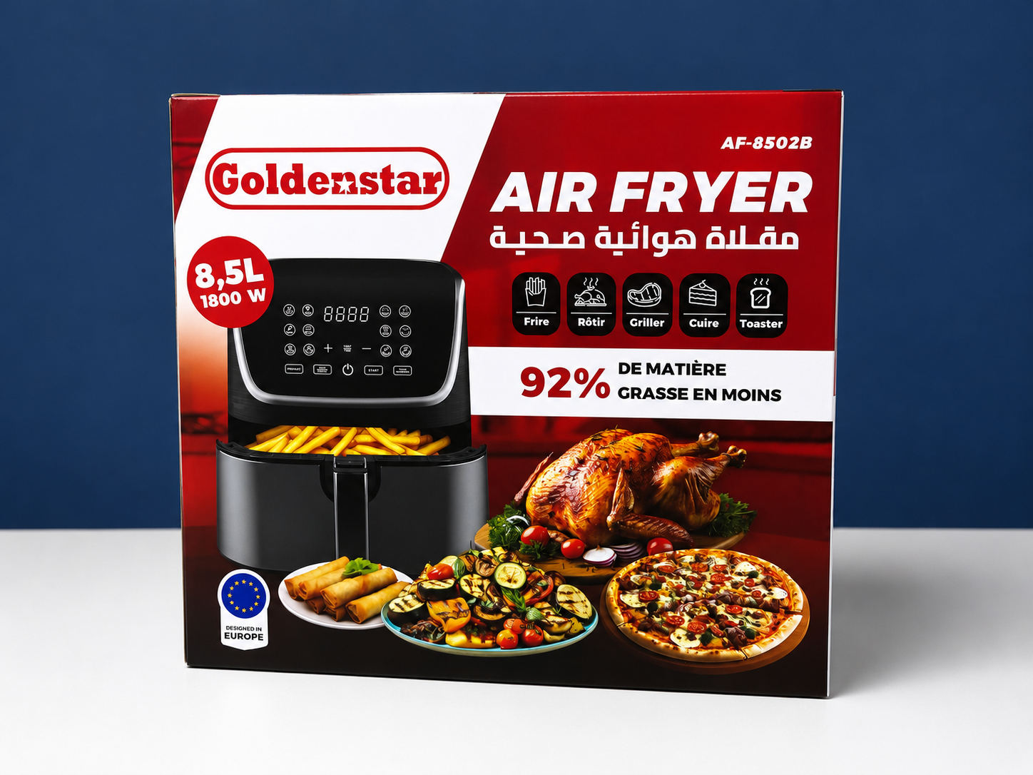 Friteuse à Air Goldenstar 8,5 L – 1800 W | Écran Tactile & Cuisson Sans Huile