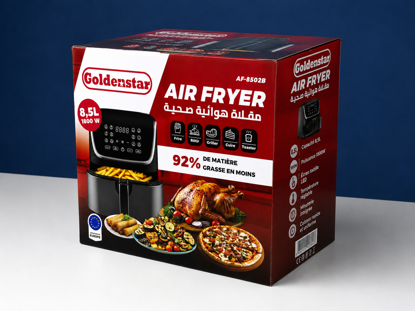 Friteuse à Air Goldenstar 8,5 L – 1800 W | Écran Tactile & Cuisson Sans Huile