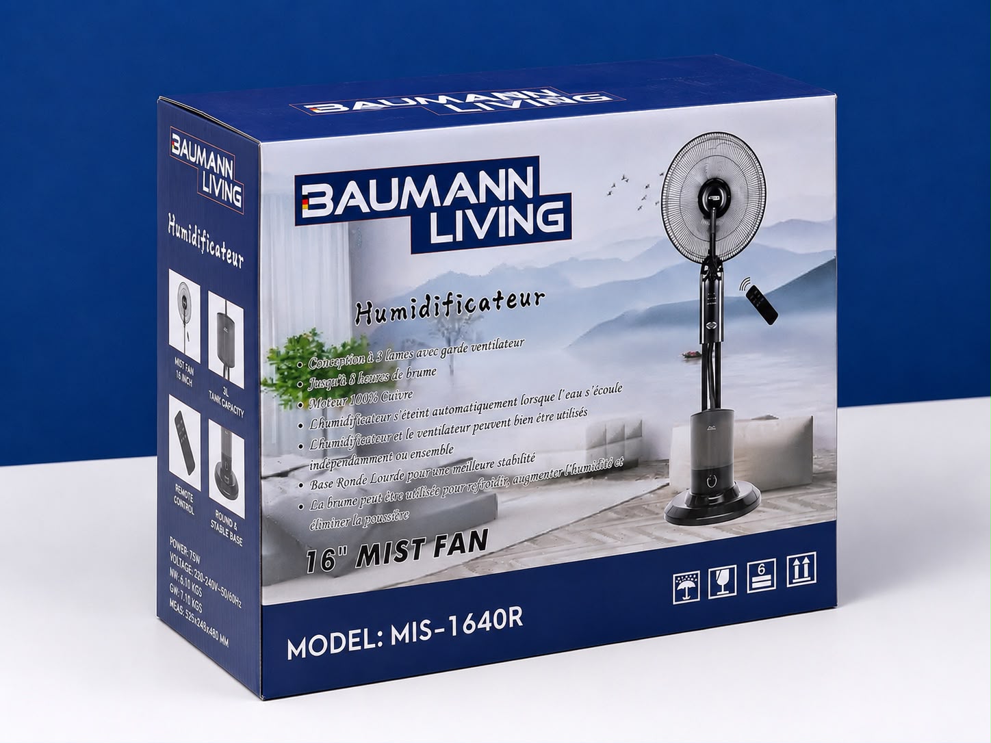 Ventilateur Brumisateur BAUMAN LIVING 45 cm – Rafraîchissement 2-en-1 avec Télécommande