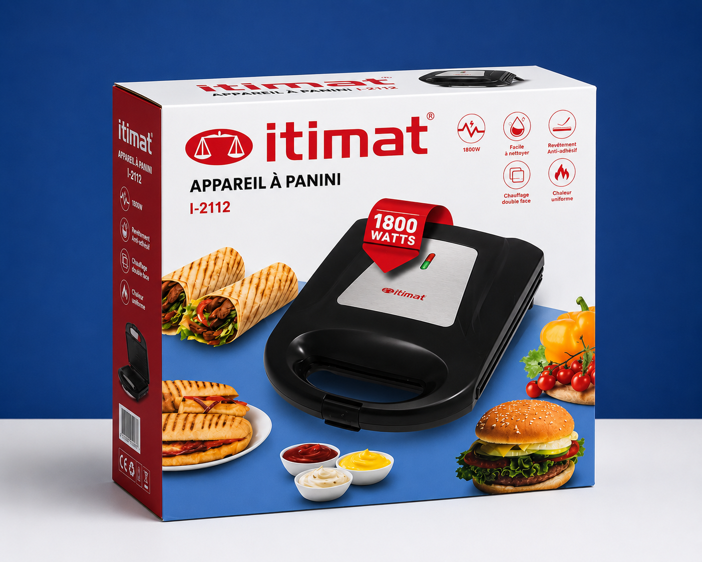 Appareil à Panini Itimat 1800W – Grill Multifonction Antiadhésif
